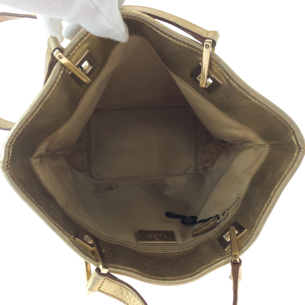 GUCCI Tote Bag 002 1099 GG canvas Gold Metal Tote Bag handbag Women Used