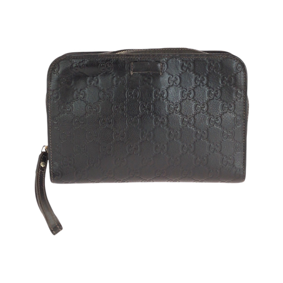 GUCCI Clutch bag 201755 leather Brown Gold Metal Clutch bag business bag Guccisima mens Used