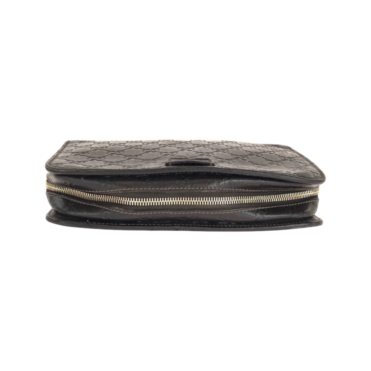 GUCCI Clutch bag 201755 leather Brown Gold Metal Clutch bag business bag Guccisima mens Used