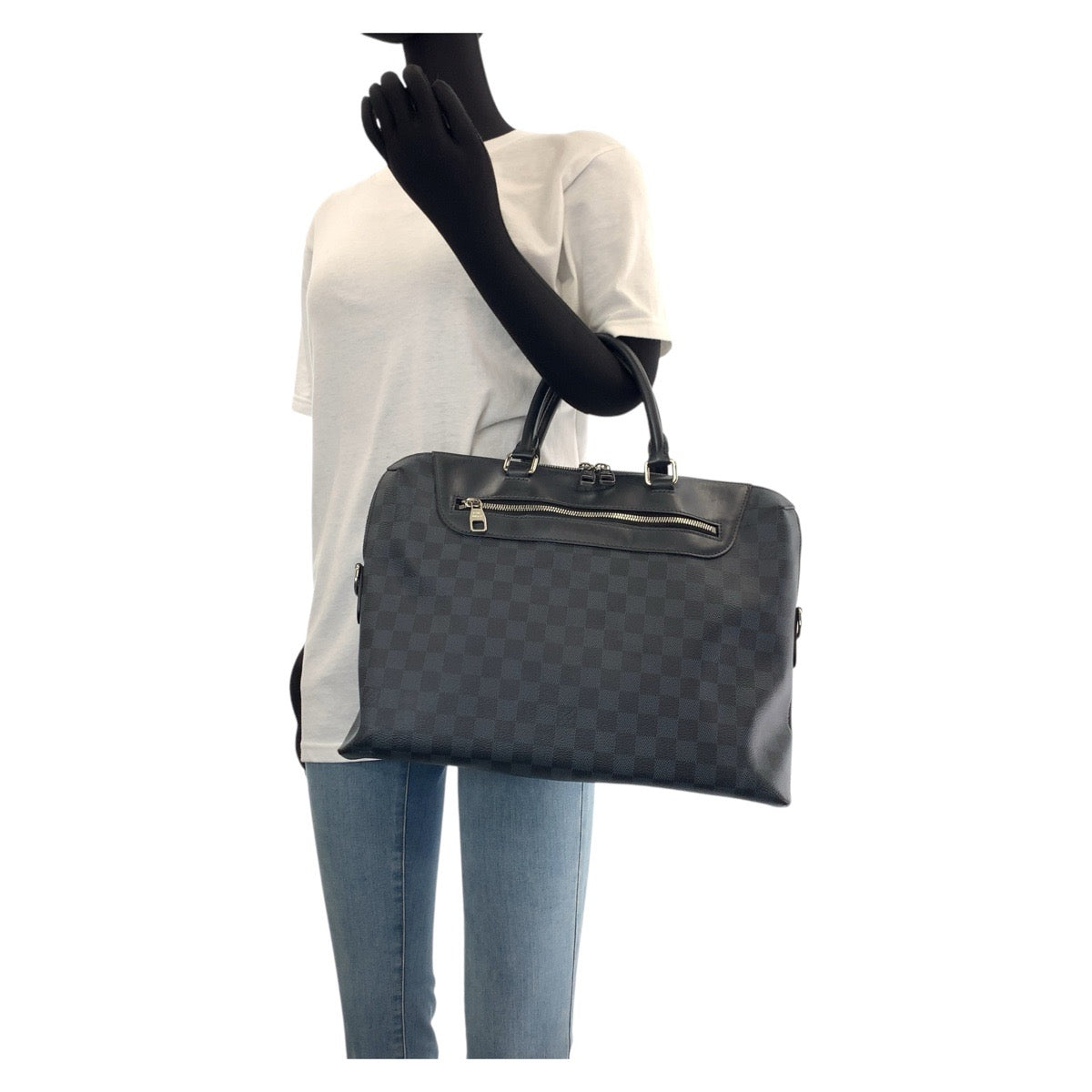 LOUIS VUITTON Business bag N48260 PVC, Leather Black SilverMetal Business bag Briefcase 2way Damier Graphite Porto Documentaion NM mens Used