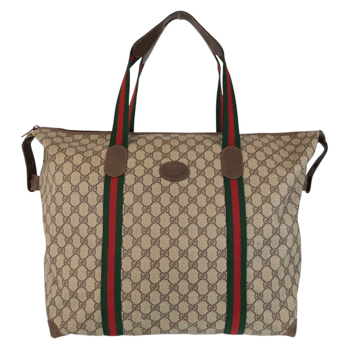 GUCCI Tote Bag 89 19 012 GG Supreme Canvas Beige brown Tote Bag Boston Duffel bag Sherry Line Old Gucci Women Used