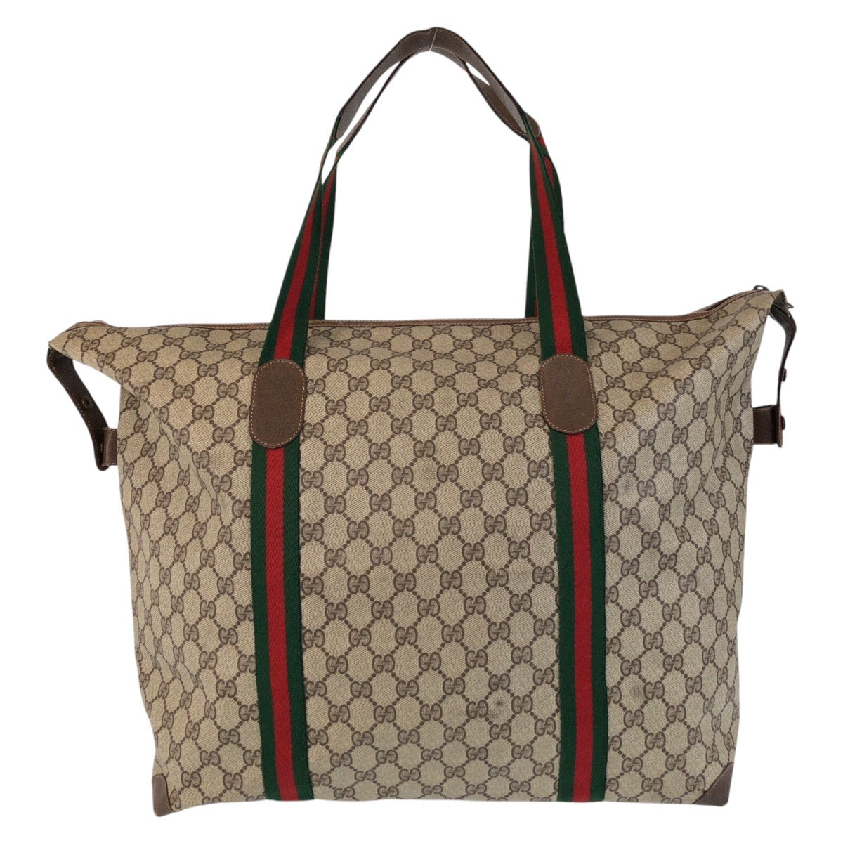 GUCCI Tote Bag 89 19 012 GG Supreme Canvas Beige brown Tote Bag Boston Duffel bag Sherry Line Old Gucci Women Used