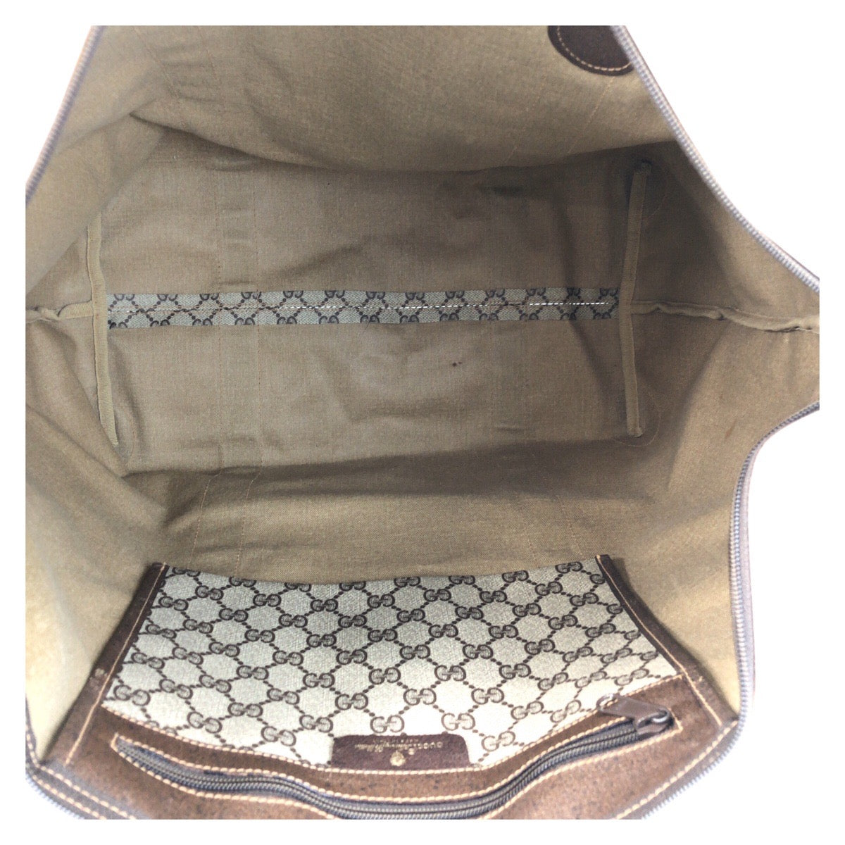 GUCCI Tote Bag 89 19 012 GG Supreme Canvas Beige brown Tote Bag Boston Duffel bag Sherry Line Old Gucci Women Used