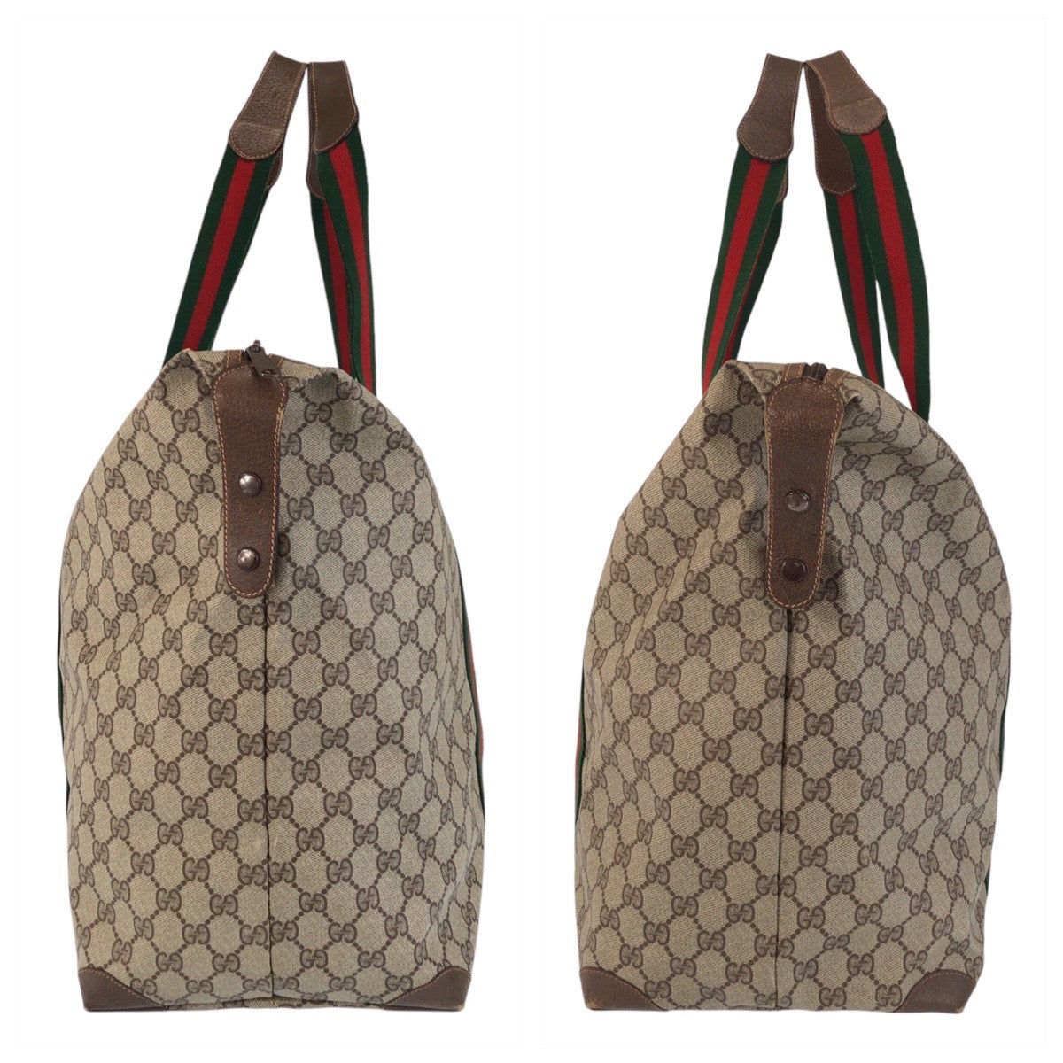 GUCCI Tote Bag 89 19 012 GG Supreme Canvas Beige brown Tote Bag Boston Duffel bag Sherry Line Old Gucci Women Used