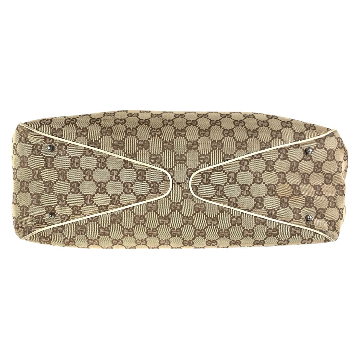GUCCI Tote Bag 113022 GG canvas, leather Brown White SilverMetal Tote Bag Shoulder Bag Women Used