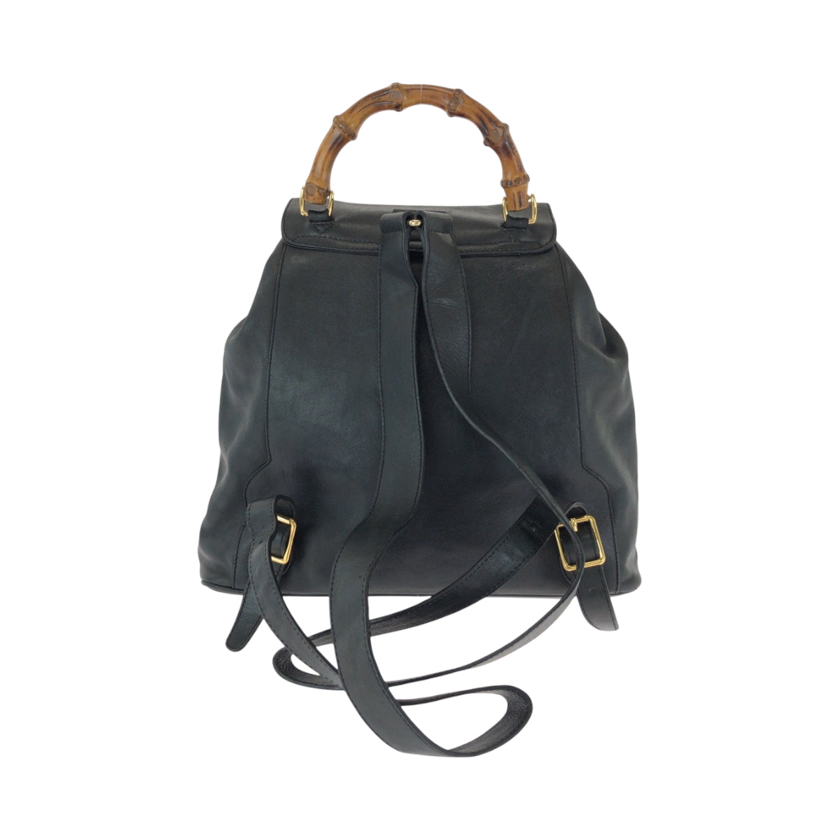 GUCCI Backpack 003 2058 0016 leather Black Brown Gold Metal Backpack Backpack Bamboo Women Used