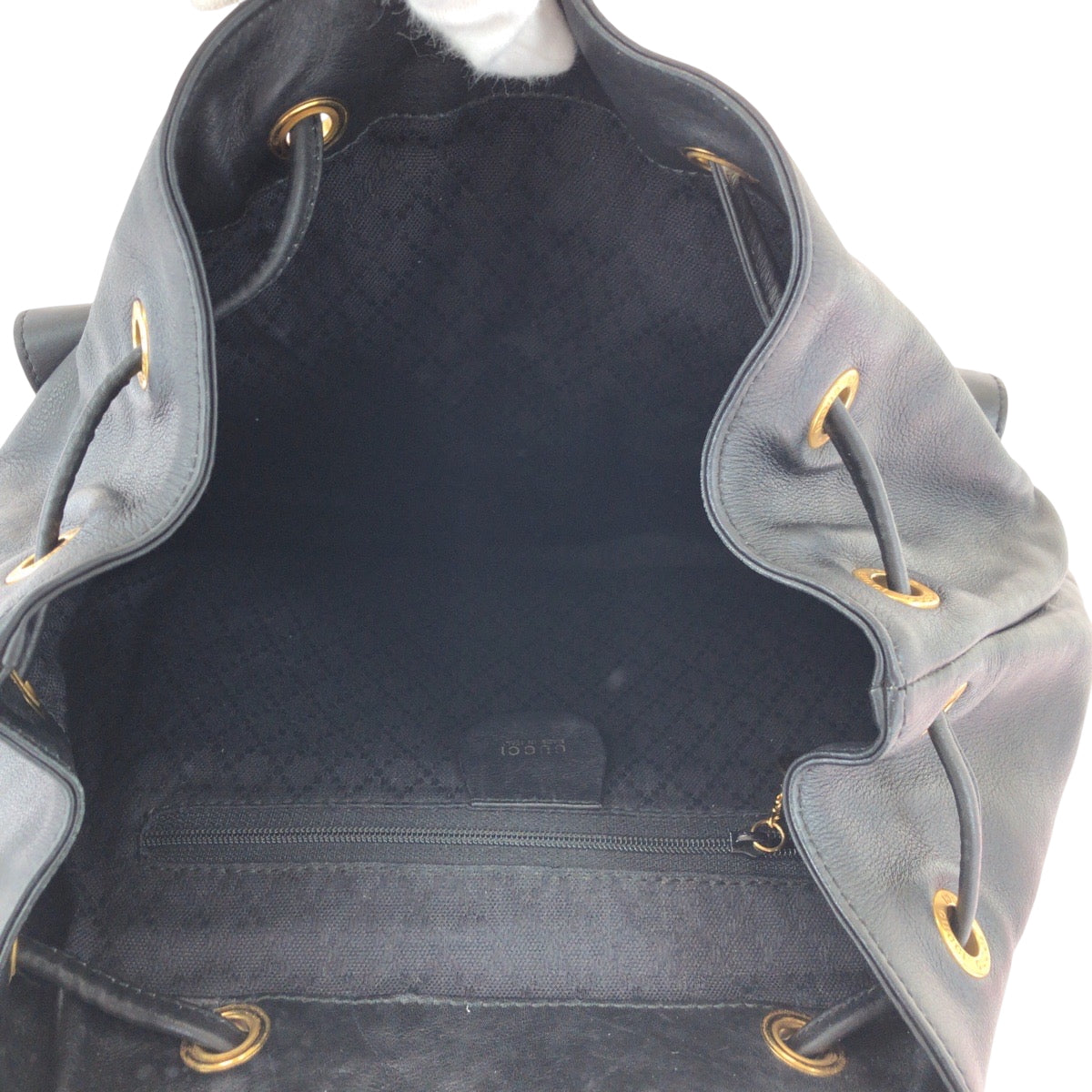 GUCCI Backpack 003 2058 0016 leather Black Brown Gold Metal Backpack Backpack Bamboo Women Used