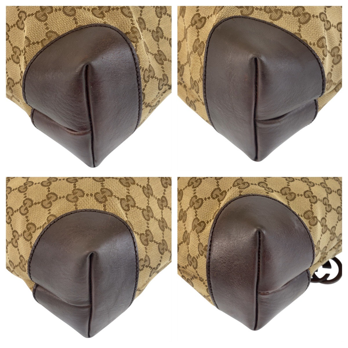 GUCCI Tote Bag 247237 GG canvas, leather Beige Brown Gold Metal Tote Bag Shoulder Bag Women Used