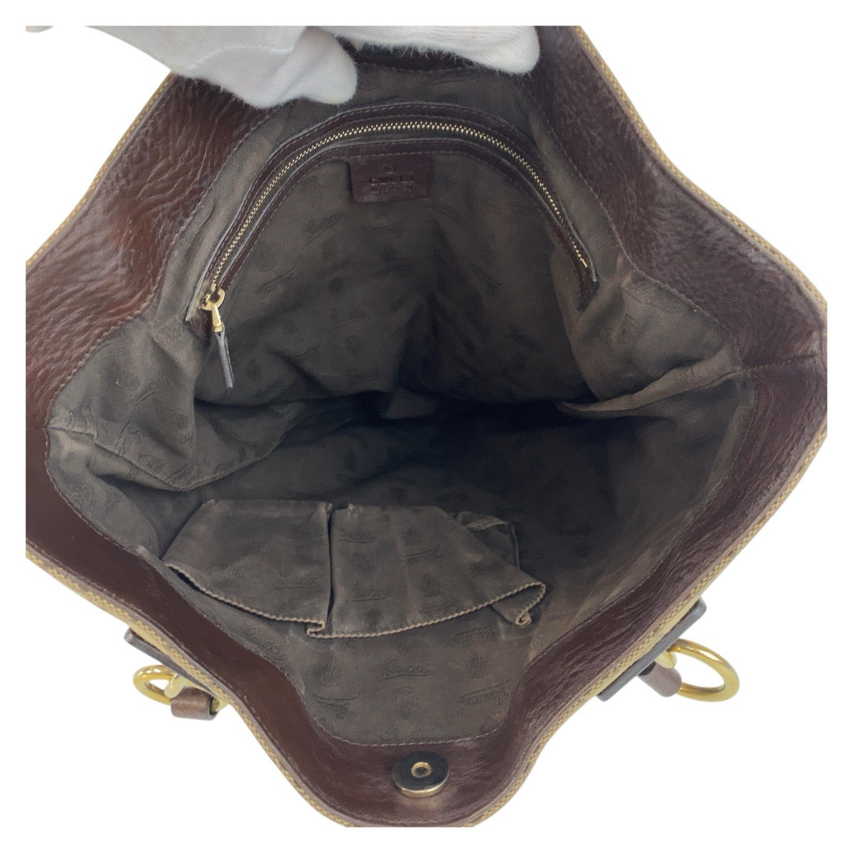 GUCCI Tote Bag 247237 GG canvas, leather Beige Brown Gold Metal Tote Bag Shoulder Bag Women Used