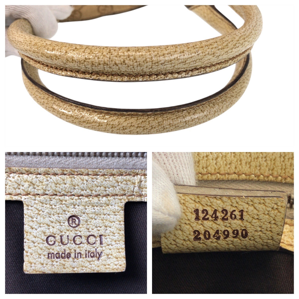 GUCCI Tote Bag 124261 GG canvas, leather Beige Gold Metal Tote Bag Shoulder Bag Women Used