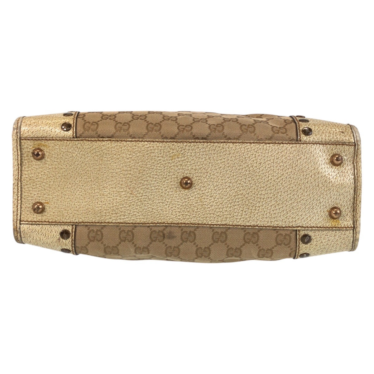 GUCCI Tote Bag 124261 GG canvas, leather Beige Gold Metal Tote Bag Shoulder Bag Women Used