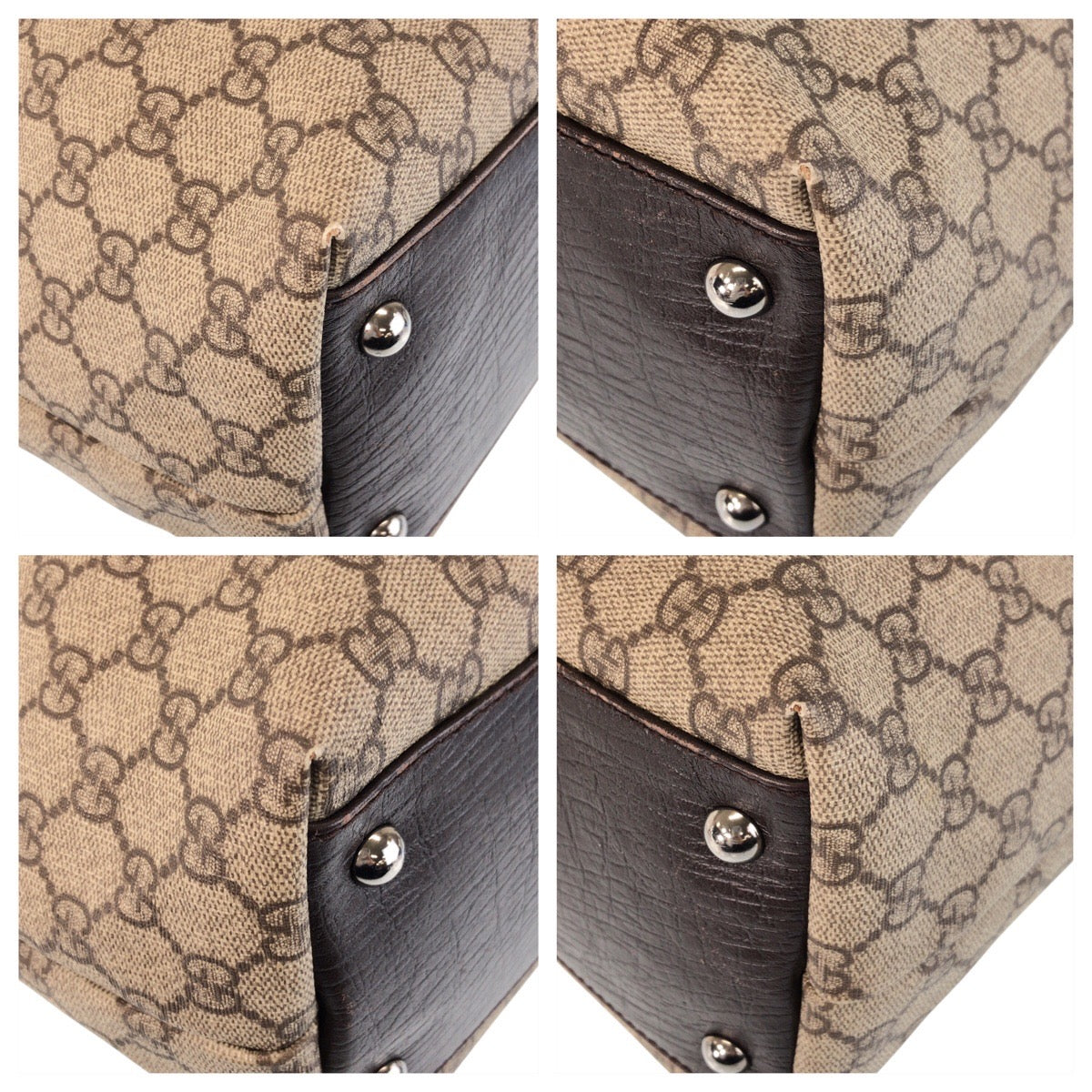 GUCCI Tote Bag 131220 GG Supreme canvas, leather Beige brown Tote Bag Shoulder Bag Women Used