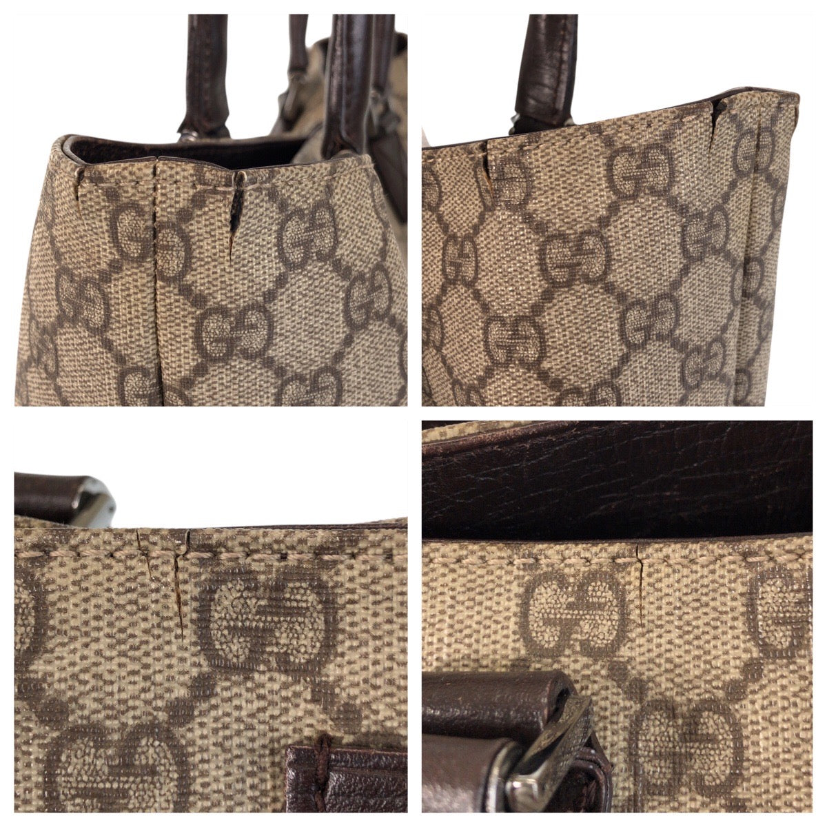 GUCCI Tote Bag 131220 GG Supreme canvas, leather Beige brown Tote Bag Shoulder Bag Women Used