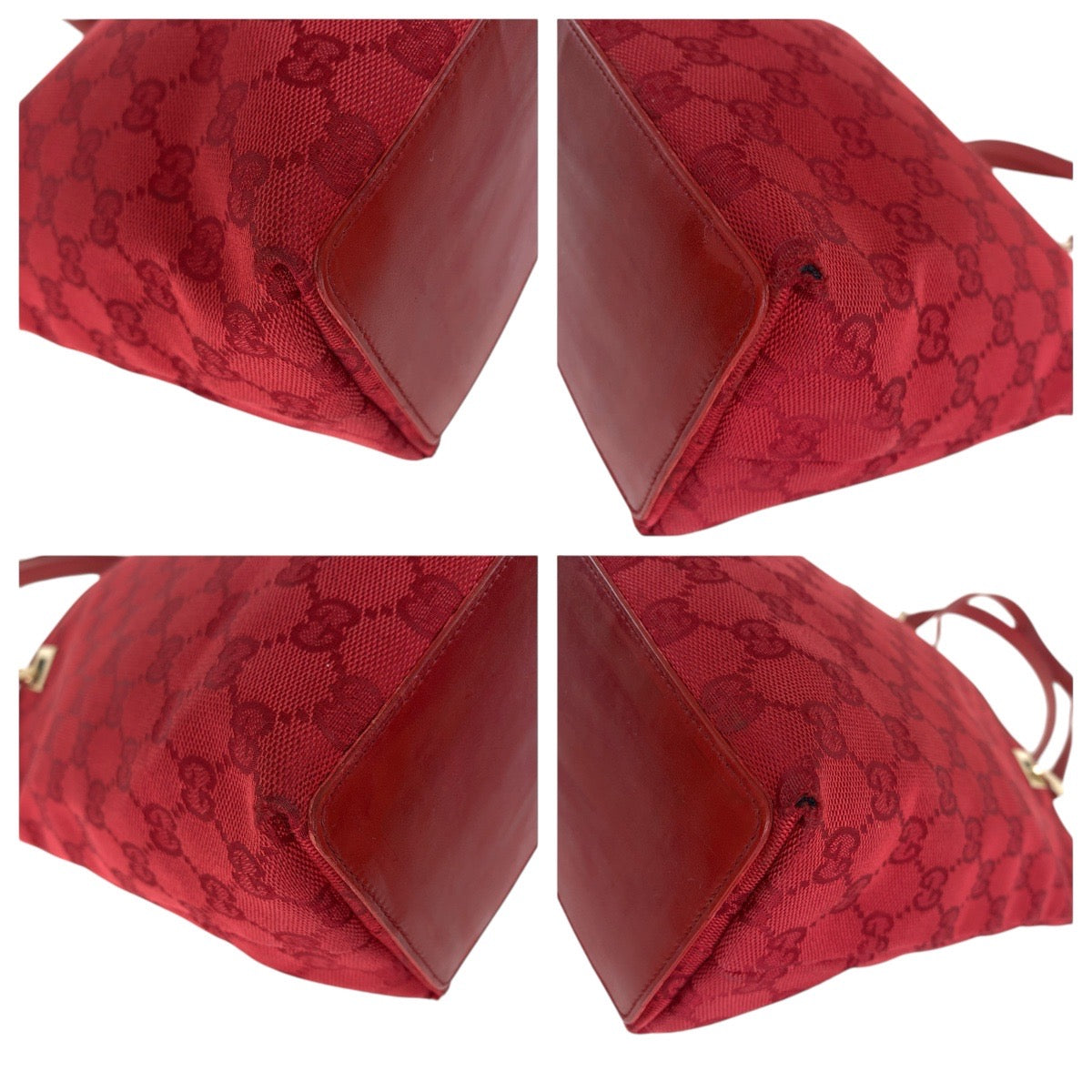 GUCCI Tote Bag 002 1099 GG canvas, leather Red Gold Metal Tote Bag Shoulder Bag Women Used