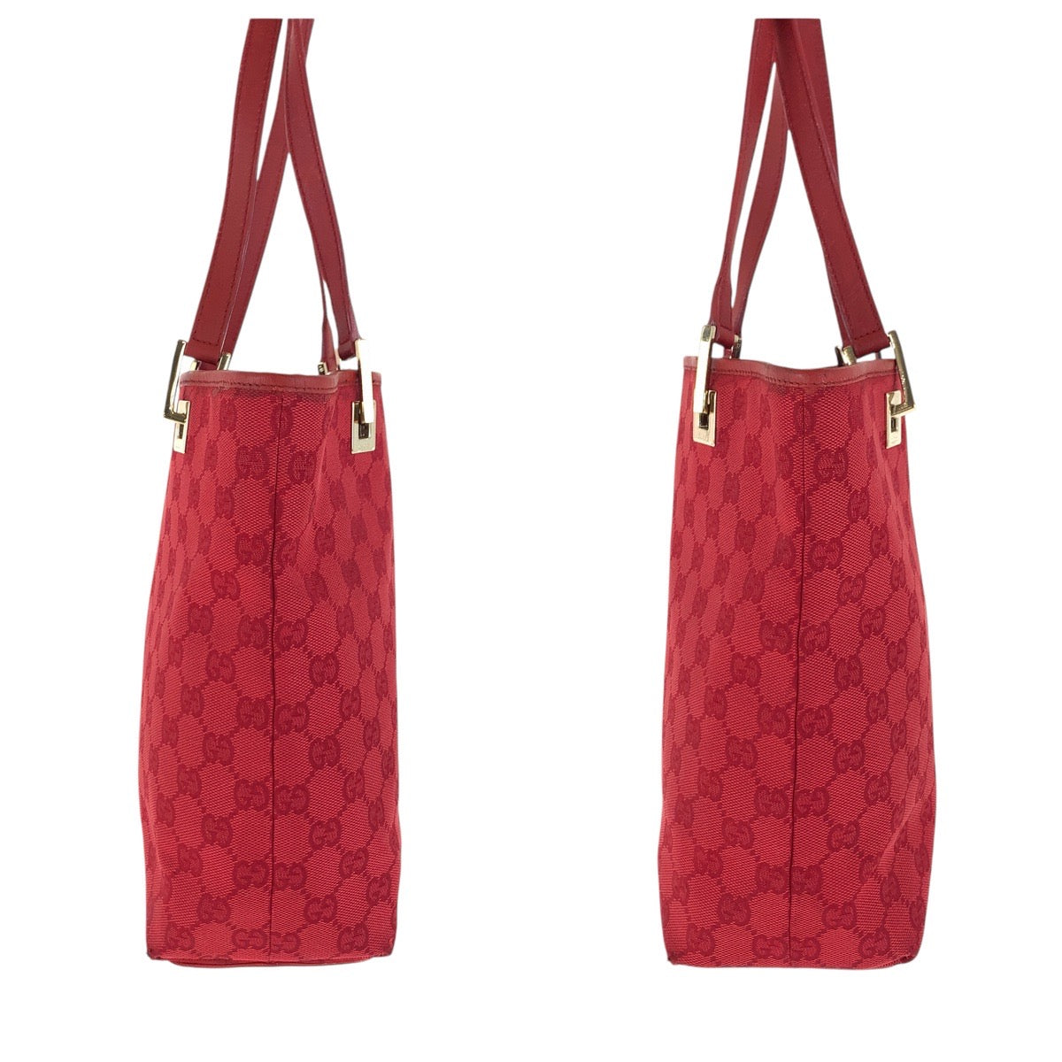 GUCCI Tote Bag 002 1099 GG canvas, leather Red Gold Metal Tote Bag Shoulder Bag Women Used