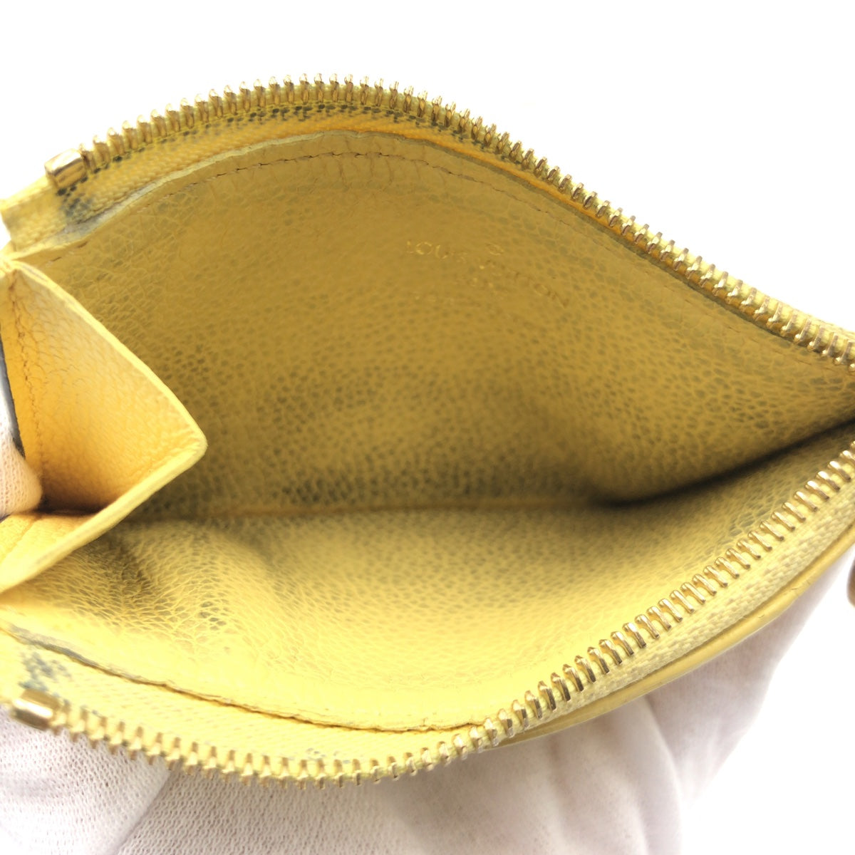 LOUIS VUITTON Coin case M82044 leather yellow Monogram Porte Carte Romy Jaune