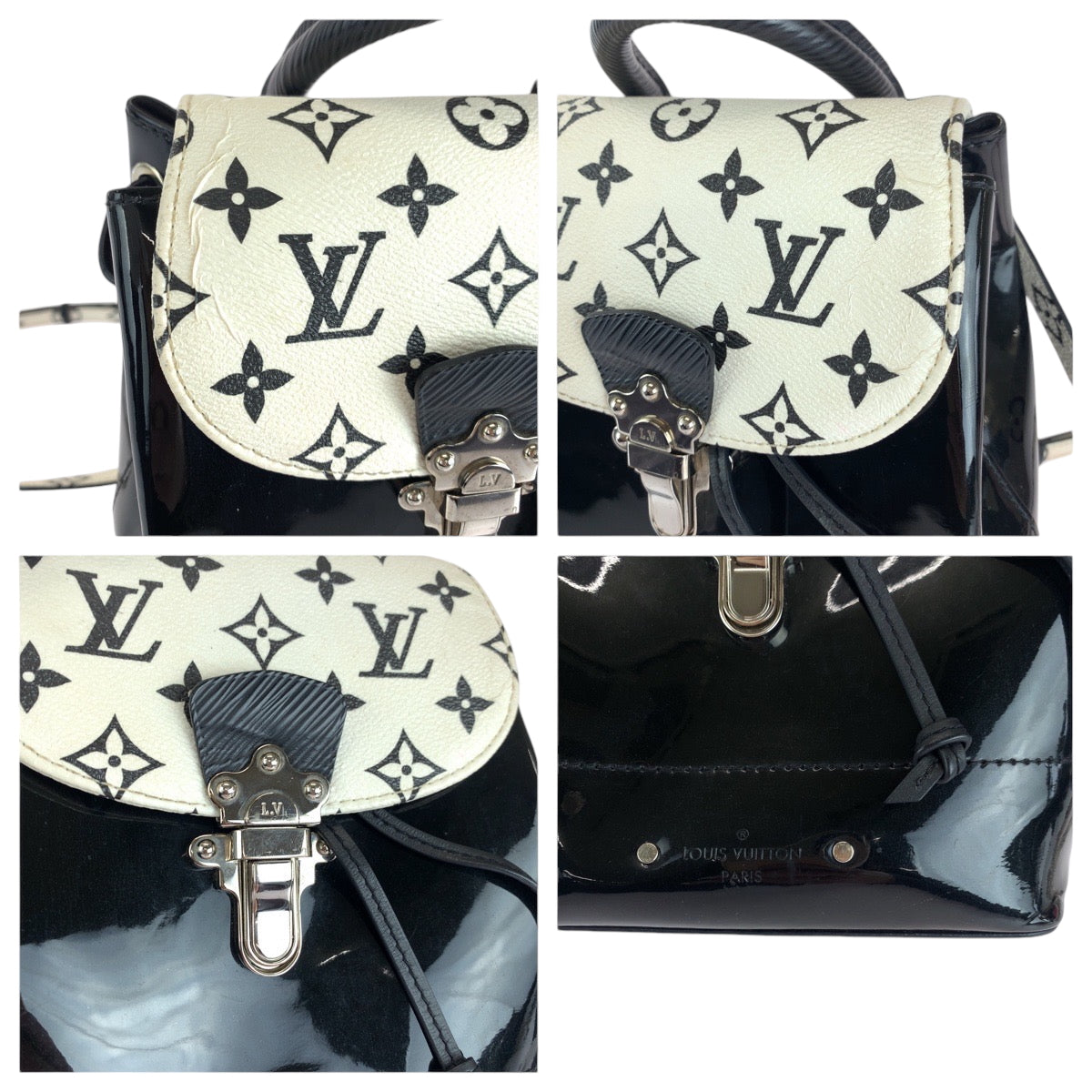 LOUIS VUITTON Backpack M53637 Vernis Black White Backpack Backpack Vernis Monogram Hot Springs Women Used