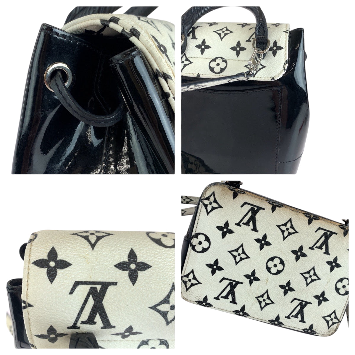 LOUIS VUITTON Backpack M53637 Vernis Black White Backpack Backpack Vernis Monogram Hot Springs Women Used