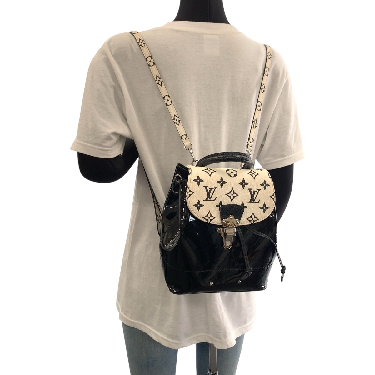LOUIS VUITTON Backpack M53637 Vernis Black White Backpack Backpack Vernis Monogram Hot Springs Women Used