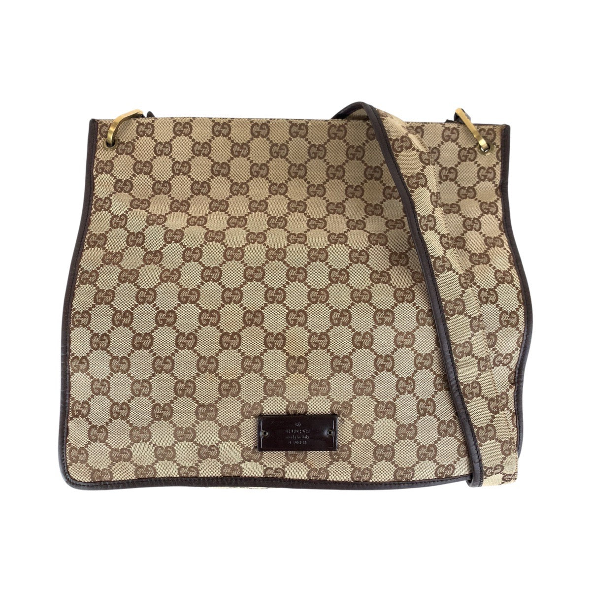 GUCCI Shoulder Bag 90656 GG canvas Brown Gold Metal Women Used