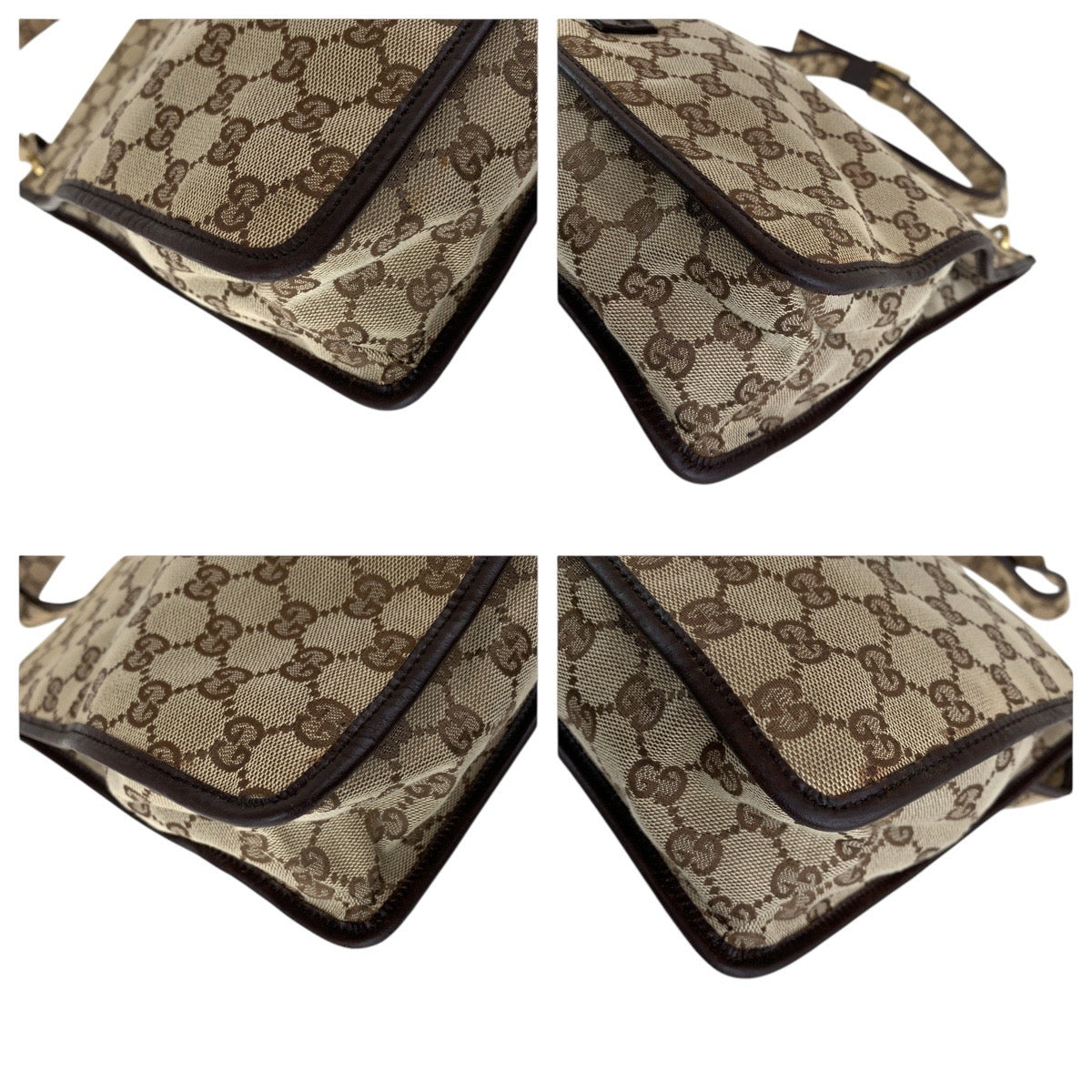 GUCCI Shoulder Bag 90656 GG canvas Brown Gold Metal Women Used