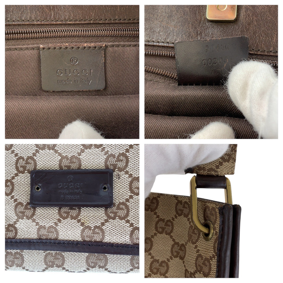 GUCCI Shoulder Bag 90656 GG canvas Brown Gold Metal Women Used