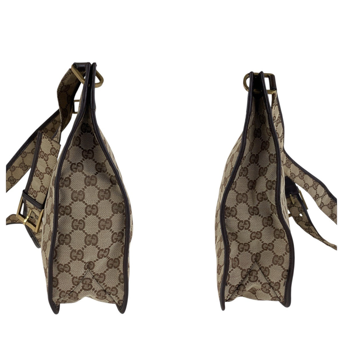 GUCCI Shoulder Bag 90656 GG canvas Brown Gold Metal Women Used