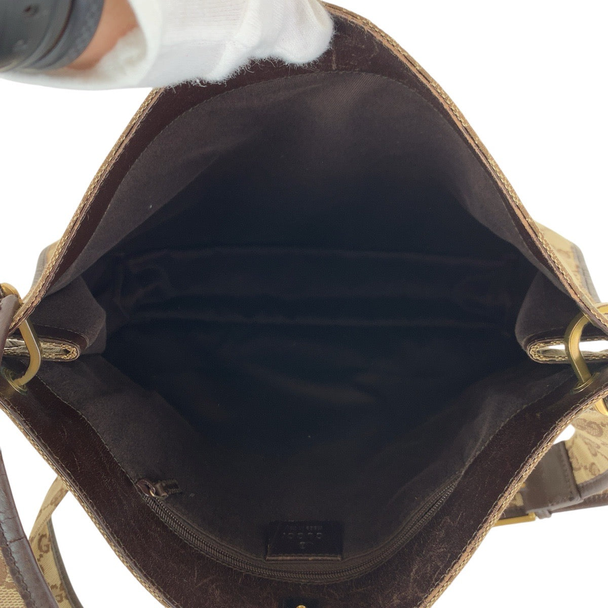 GUCCI Shoulder Bag 90656 GG canvas Brown Gold Metal Women Used