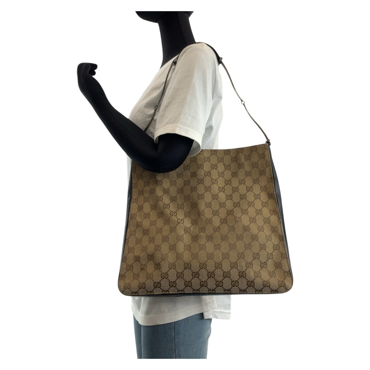 GUCCI Shoulder Bag 001 3181 GG canvas, leather Brown Silver Metal Women Used