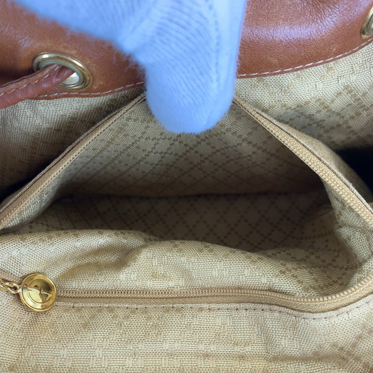 GUCCI Backpack 003 2058 0016 leather Brown Gold Metal Backpacks & Daypacks Backpacks Bamboo Women Used
