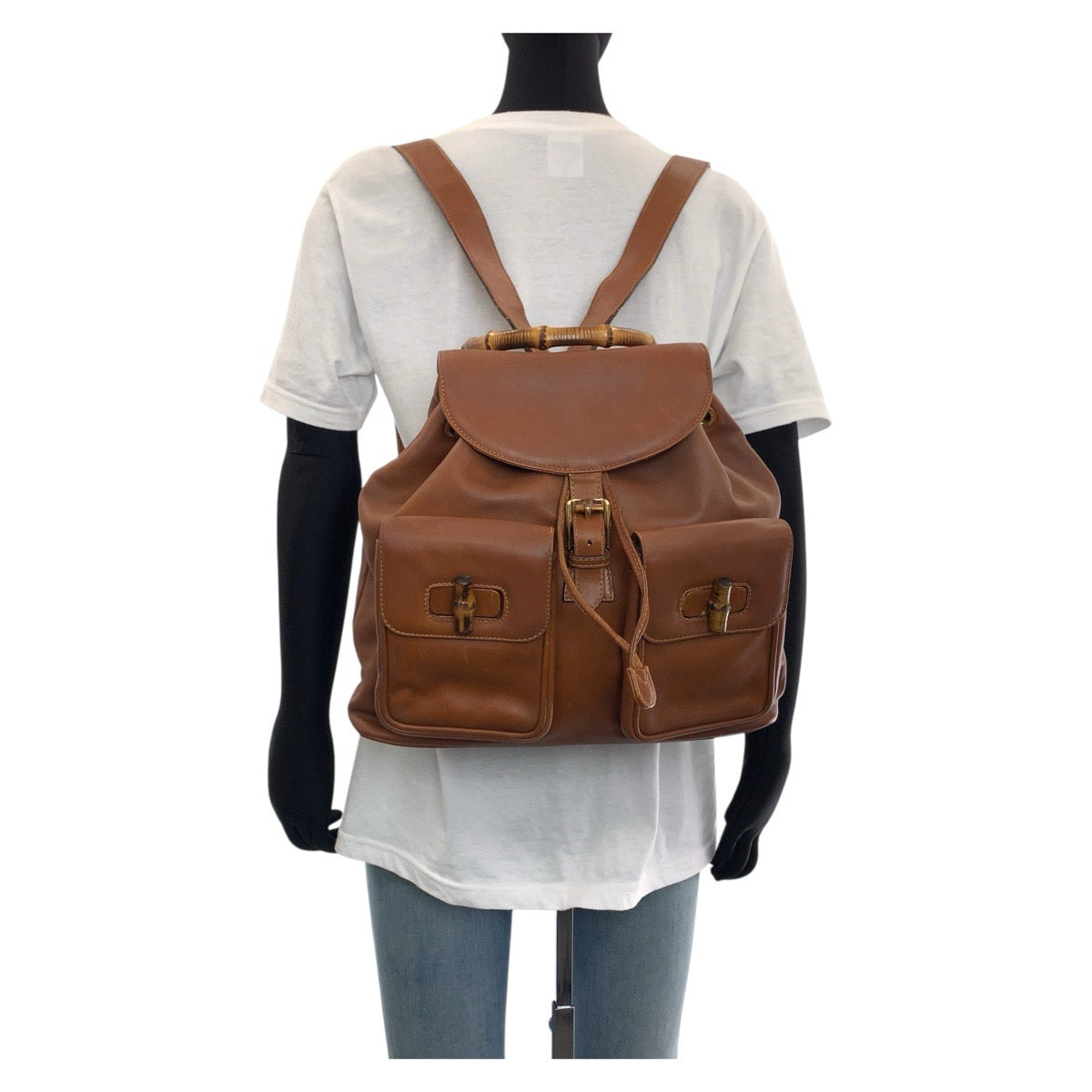 GUCCI Backpack 003 2058 0016 leather Brown Gold Metal Backpacks & Daypacks Backpacks Bamboo Women Used