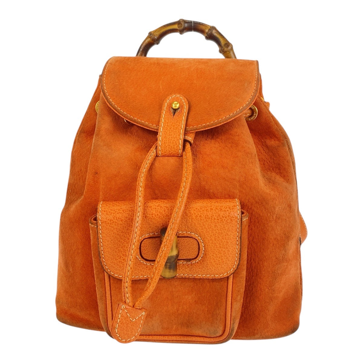 GUCCI Backpack 003 58 0030 Suede Orange GoldMetal Backpack Backpack Bamboo Women Used
