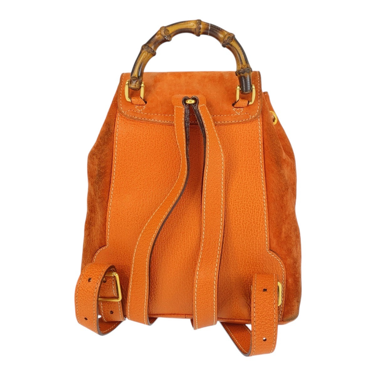 GUCCI Backpack 003 58 0030 Suede Orange GoldMetal Backpack Backpack Bamboo Women Used