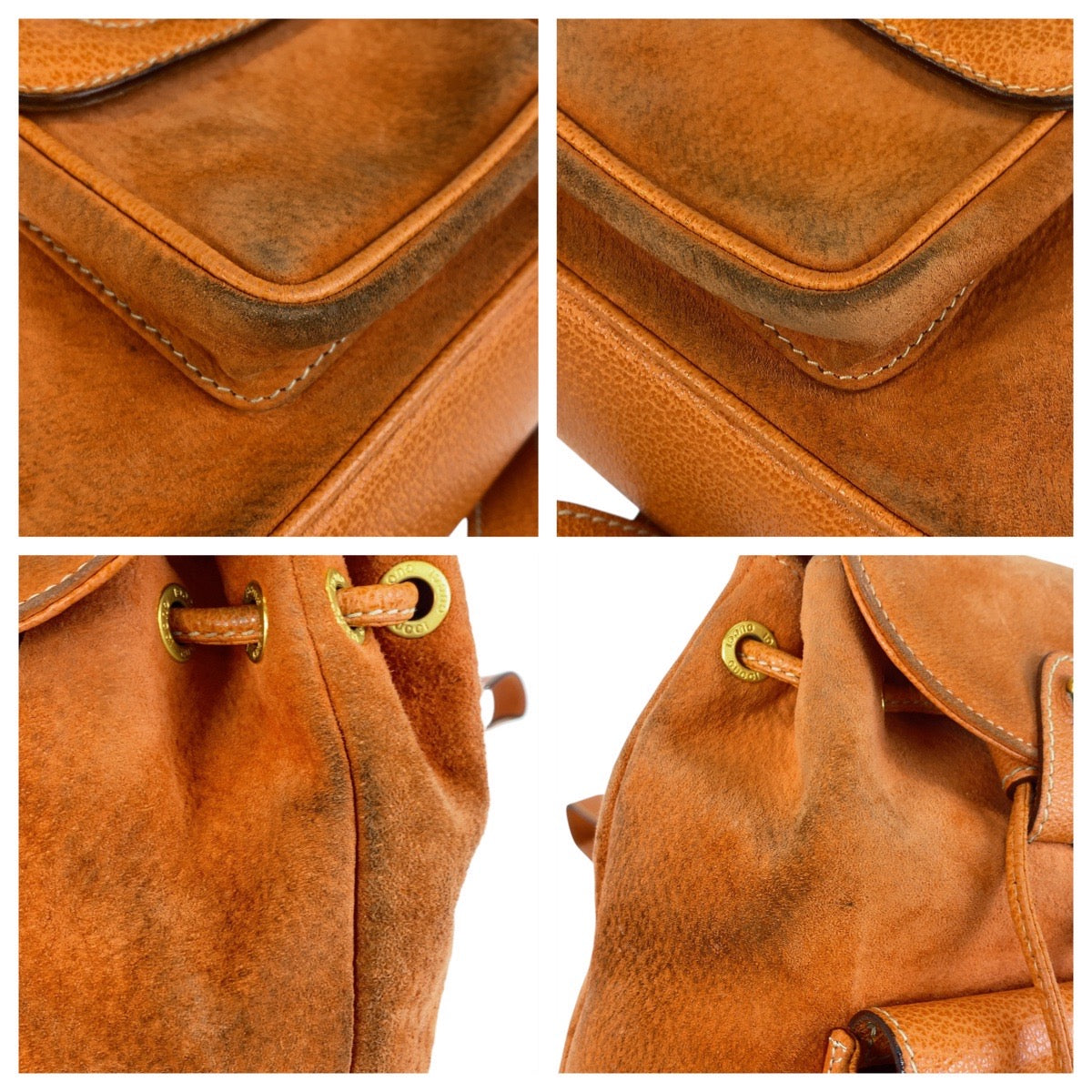 GUCCI Backpack 003 58 0030 Suede Orange GoldMetal Backpack Backpack Bamboo Women Used