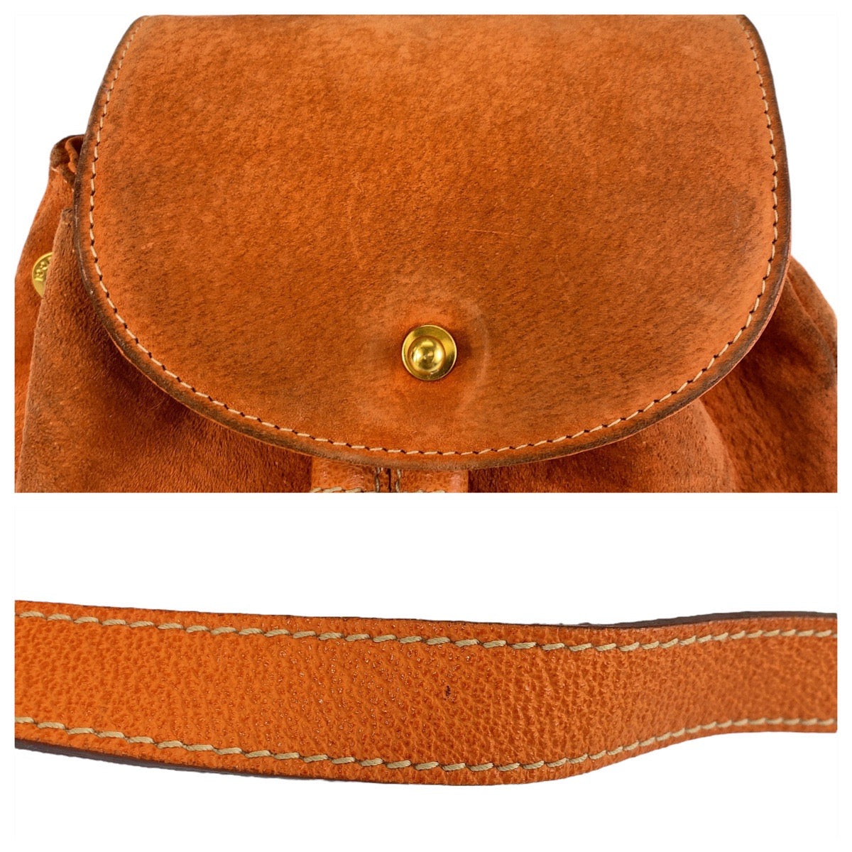 GUCCI Backpack 003 58 0030 Suede Orange GoldMetal Backpack Backpack Bamboo Women Used