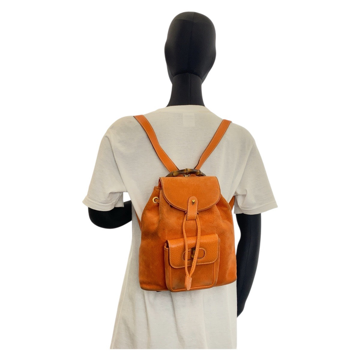 GUCCI Backpack 003 58 0030 Suede Orange GoldMetal Backpack Backpack Bamboo Women Used