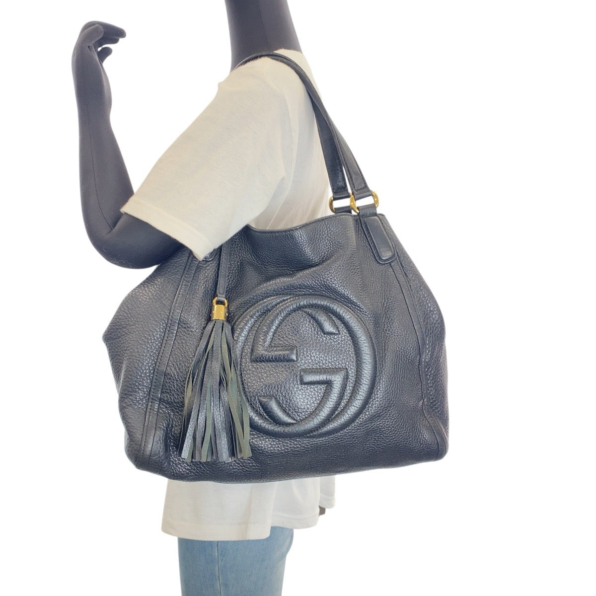 GUCCI Shoulder Bag 282309 leather Black SilverMetal Shoulder Bag Soho Women Used