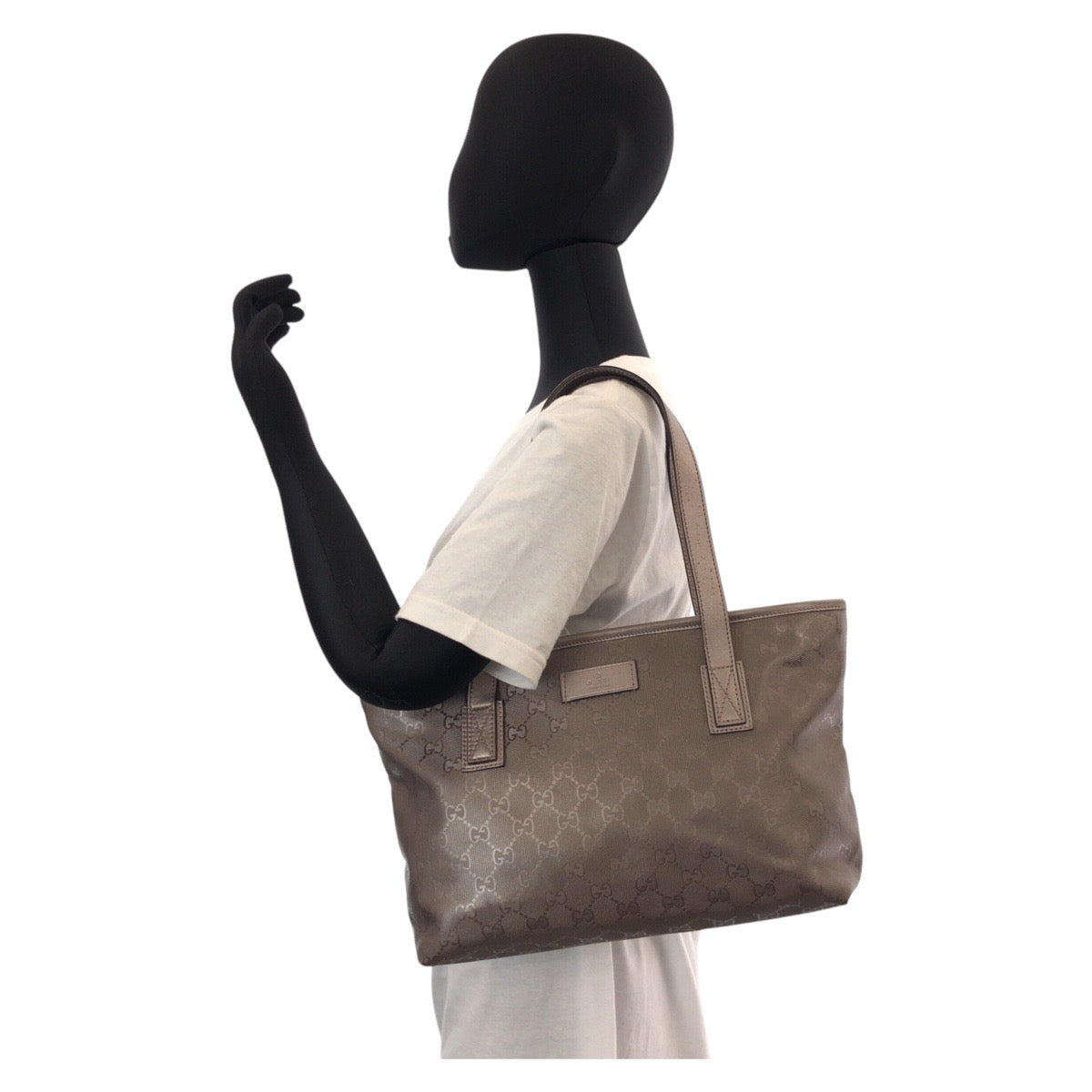 GUCCI Tote Bag 211138 PVC, Leather gray Tote Bag Shoulder Bag GG implementation Women Used