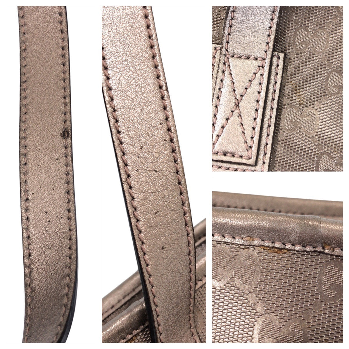 GUCCI Tote Bag 211138 PVC, Leather gray Tote Bag Shoulder Bag GG implementation Women Used