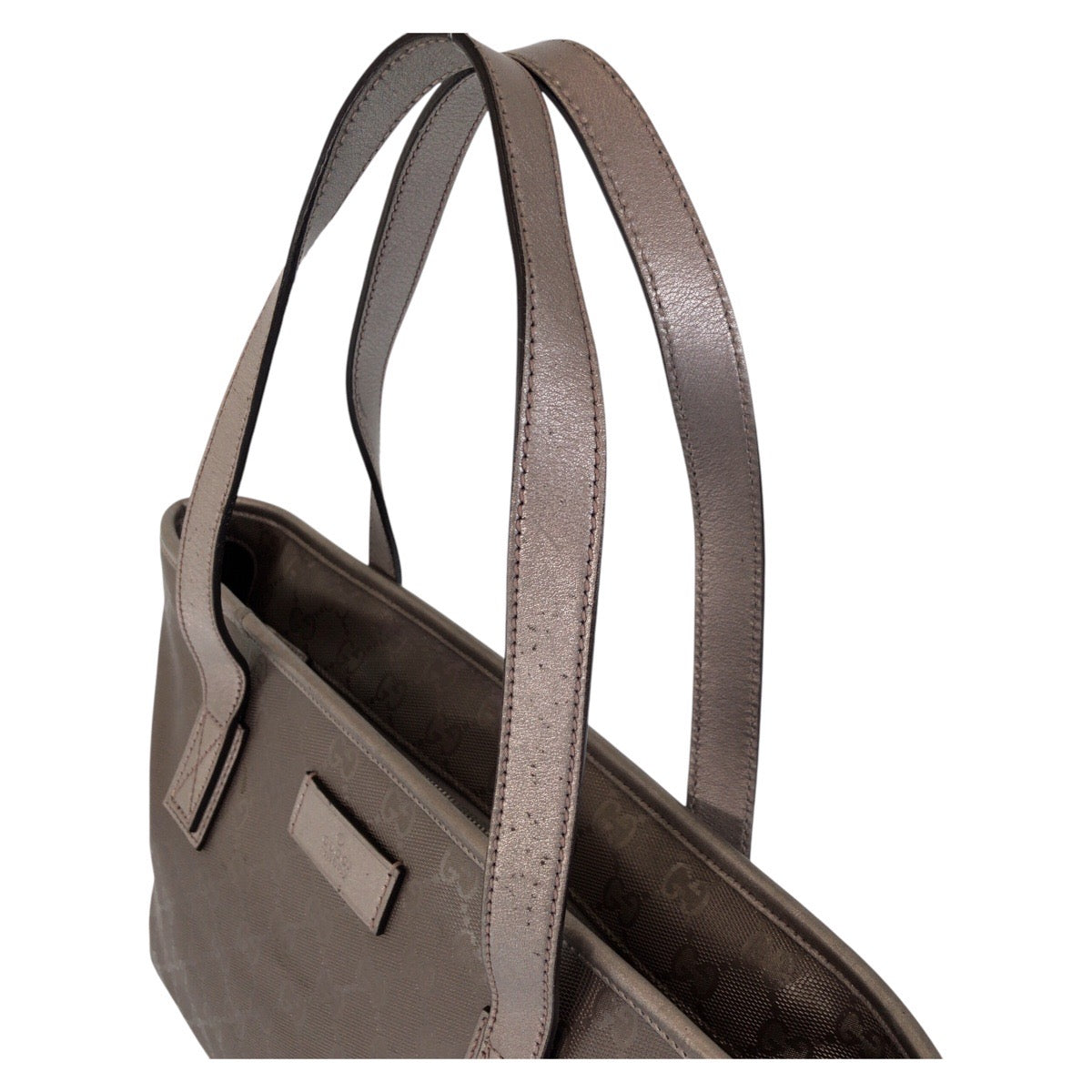 GUCCI Tote Bag 211138 PVC, Leather gray Tote Bag Shoulder Bag GG implementation Women Used