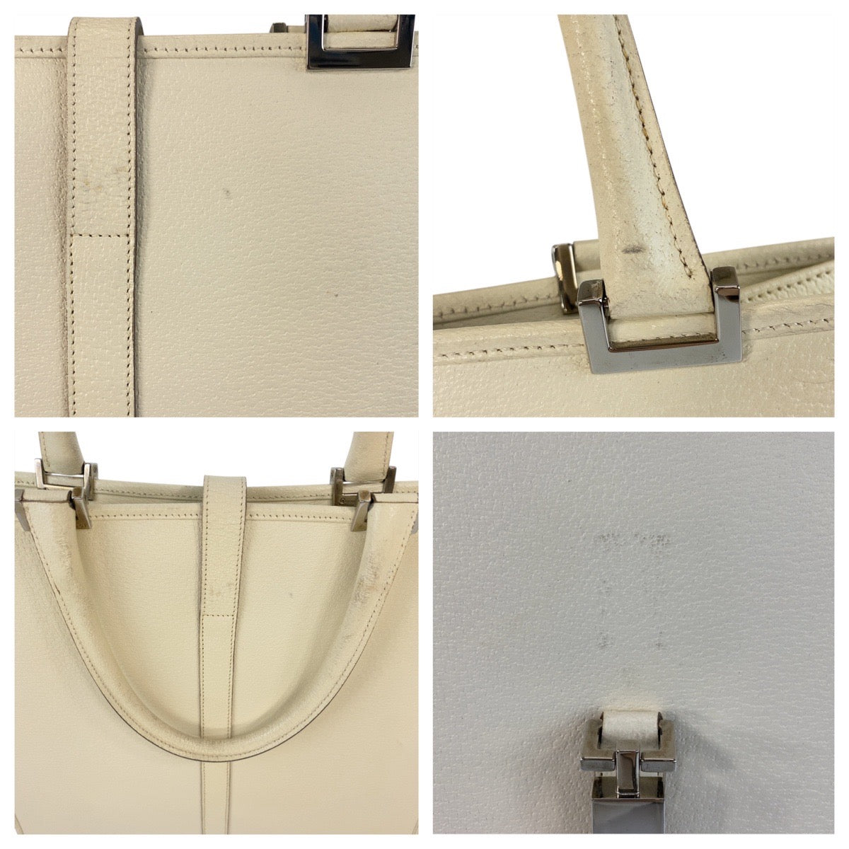 GUCCI Tote Bag 002 1064 leather White Ivory SilverMetal Tote Bag Shoulder Bag Jackie Women Used