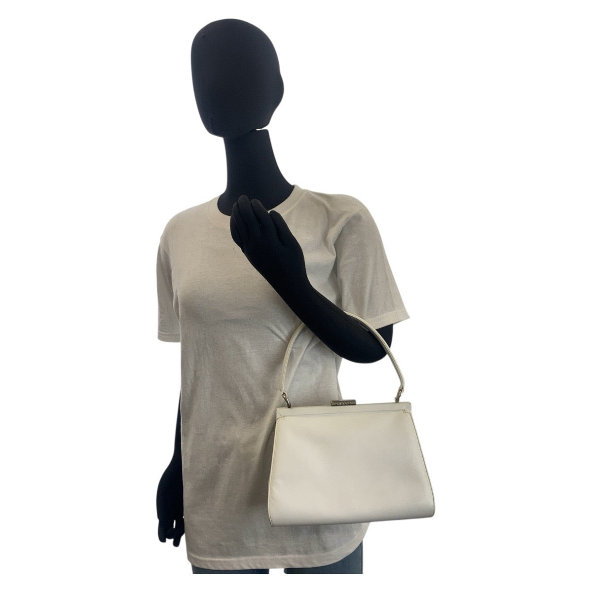 GUCCI Handbag 00020460301 leather White SilverMetal Handbag Women Used