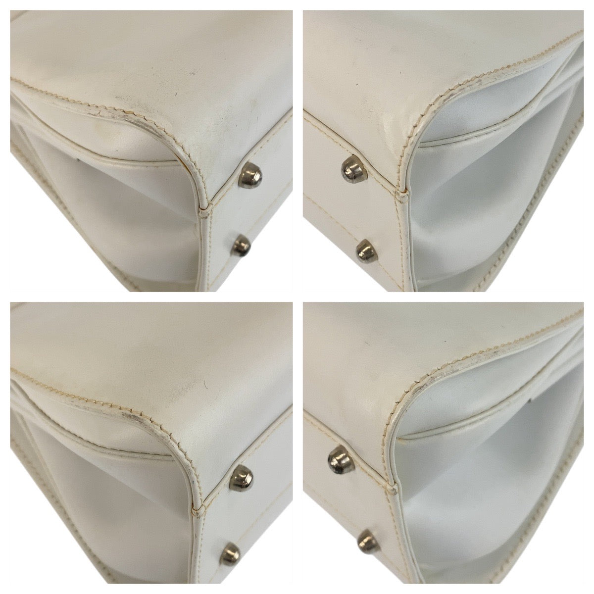 GUCCI Handbag 00020460301 leather White SilverMetal Handbag Women Used