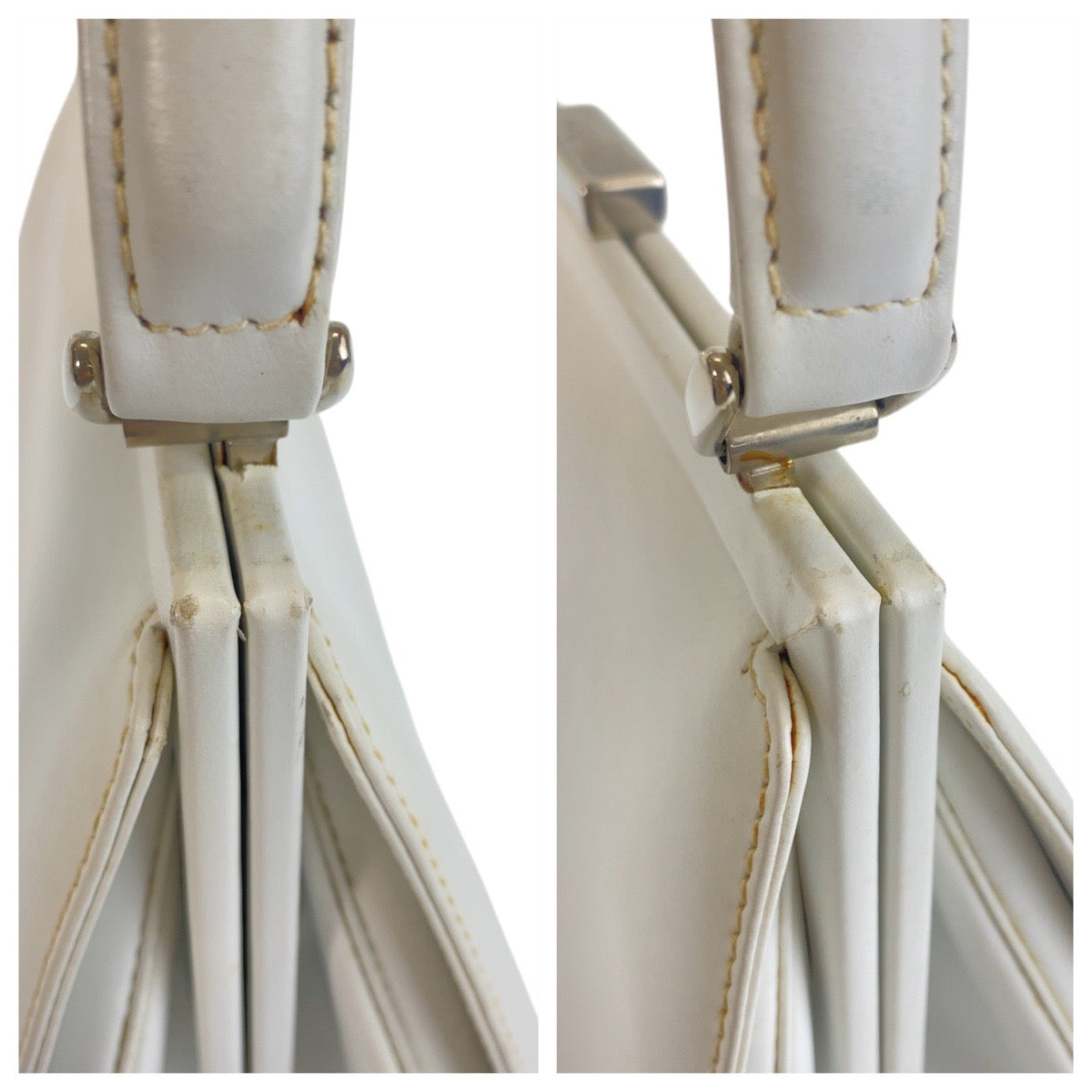 GUCCI Handbag 00020460301 leather White SilverMetal Handbag Women Used