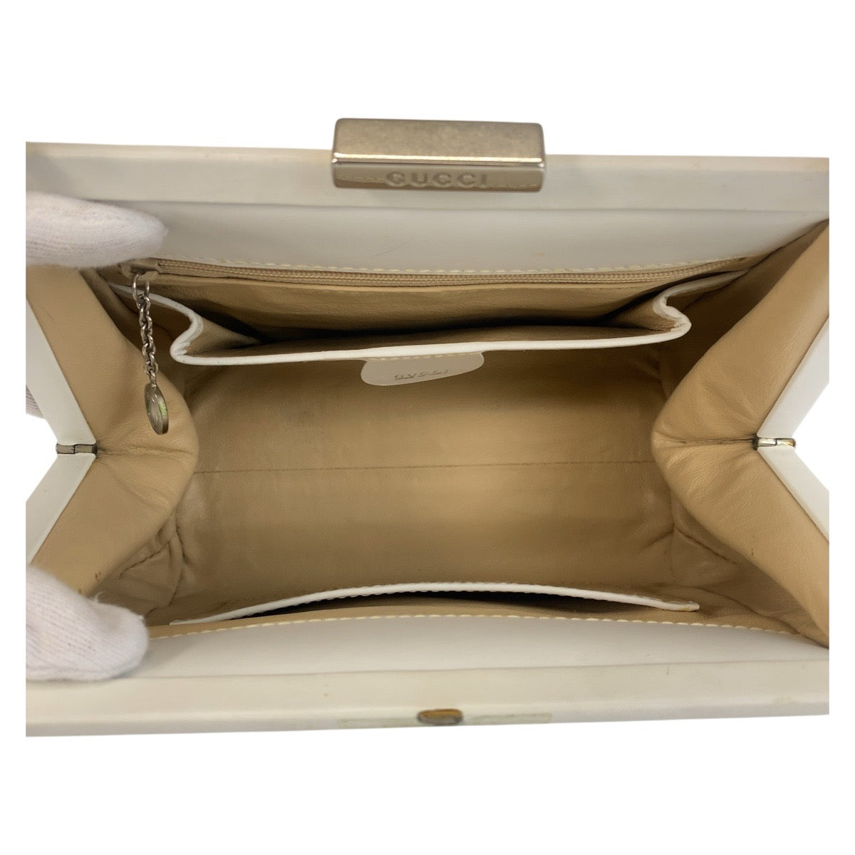 GUCCI Handbag 00020460301 leather White SilverMetal Handbag Women Used