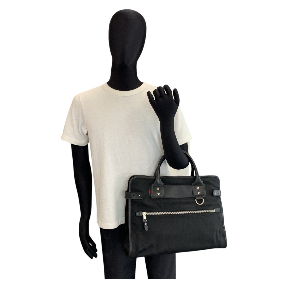 GUCCI Business bag 246410 Nylon, Leather black Business bag briefcase Sherry line mens Used