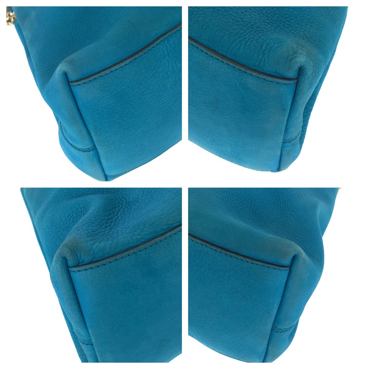 GUCCI Tote Bag 308982 leather blue ChainTote Bag Shoulder Bag Soho Women Used