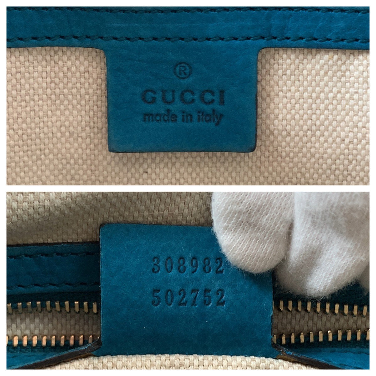 GUCCI Tote Bag 308982 leather blue ChainTote Bag Shoulder Bag Soho Women Used