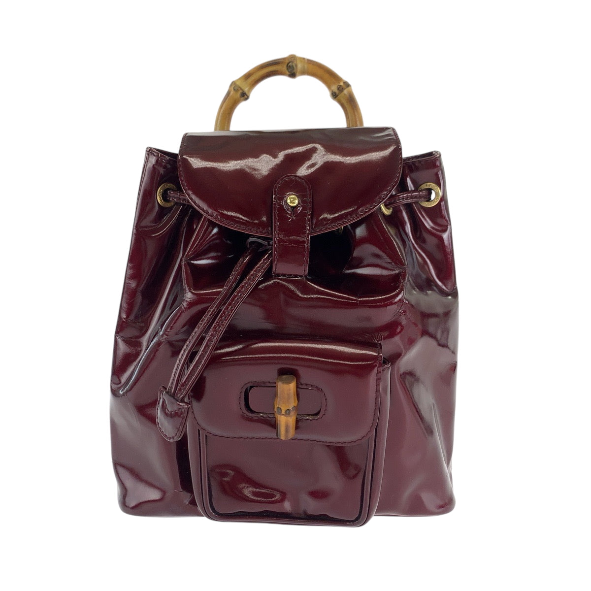 GUCCI Backpack 003 1998 0030 Patent leather wine red brown Backpack Backpack Bamboo Women Used
