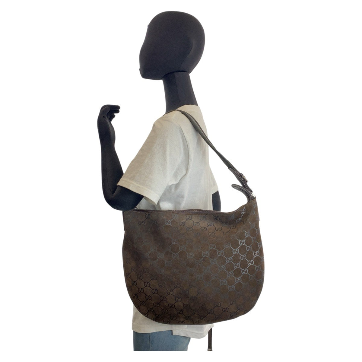 GUCCI Shoulder Bag 001 1206 GG canvas, suede Brown Women Used